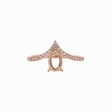 Diamond Studded Oval Semi Mount with Accent Pear Shaped Diamond in 14k Gold | Oval 7x5mm