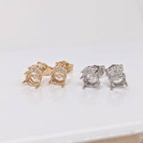 Stud Earrings-Dainty Earrings Semi Mount with Diamond Accents in 14K Solid Gold | Round 5mm - NNJGemstones