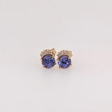 Stud Earrings-Dainty Earrings Semi Mount with Diamond Accents in 14K Solid Gold | Round 5mm - NNJGemstones