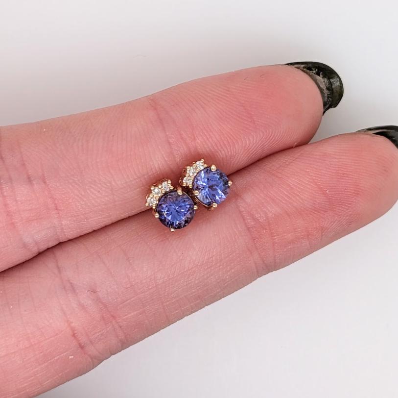 Stud Earrings-Dainty Earrings Semi Mount with Diamond Accents in 14K Solid Gold | Round 5mm - NNJGemstones