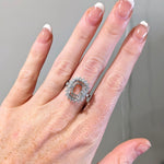 Engagement Rings-Classic Ring Semi-mount in Solid 14k Gold w Natural Diamond Halo and Baguette Diamond Accents || Cushion Cut 13x10.5mm || Customizable || - NNJGemstones