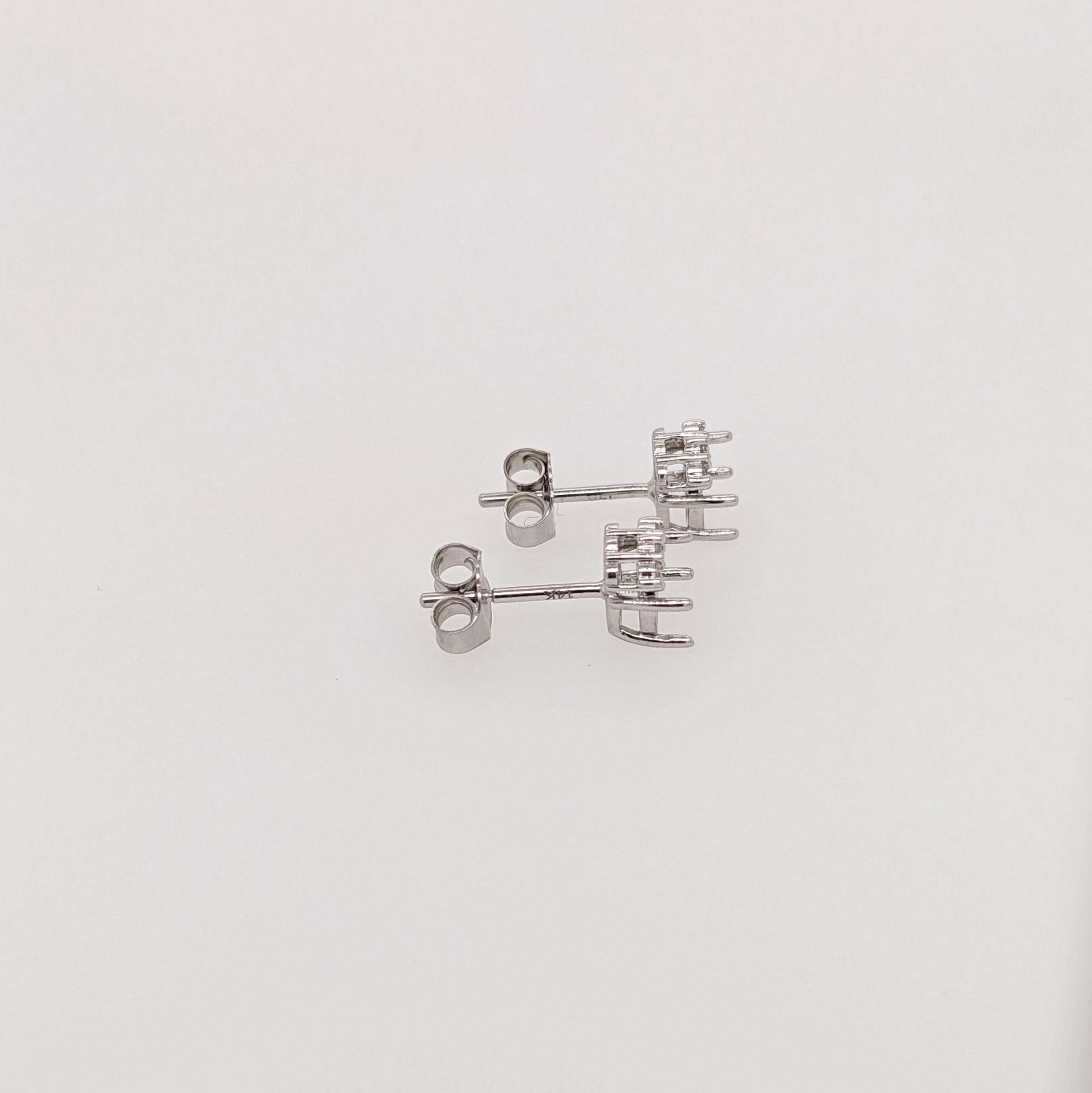 Stud Earrings-Dainty Earrings Semi Mount with Diamond Accents in 14K Solid Gold | Round 5mm - NNJGemstones