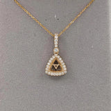 Pendants-Pendant Semi-Mount Trillion Shape in 14K White, Yellow or Rose Gold with Diamond Halo Accents || Heirloom Pendant || Custom Sizes - NNJGemstones