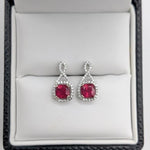 Dangle & Drop Earrings-Beautiful Drop Earrings Setting W Diamond Halo & Push Back In 14K Solid Gold | Cushion Shape 4mm 5mm 6mm | Gemstone Earrings | Customizable - NNJGemstones