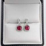 Dangle & Drop Earrings-Beautiful Drop Earrings Setting W Diamond Halo & Push Back In 14K Solid Gold | Cushion Shape 4mm 5mm 6mm | Gemstone Earrings | Customizable - NNJGemstones