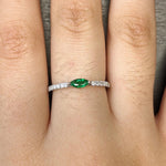 Stackable Rings-Simple East West 14k Solid Gold Marquise Semi Mount | Minimalist | Stackable | 6x3mm 8x4mm | Pave Diamond Band | Delicate Custom Jewelry - NNJGemstones