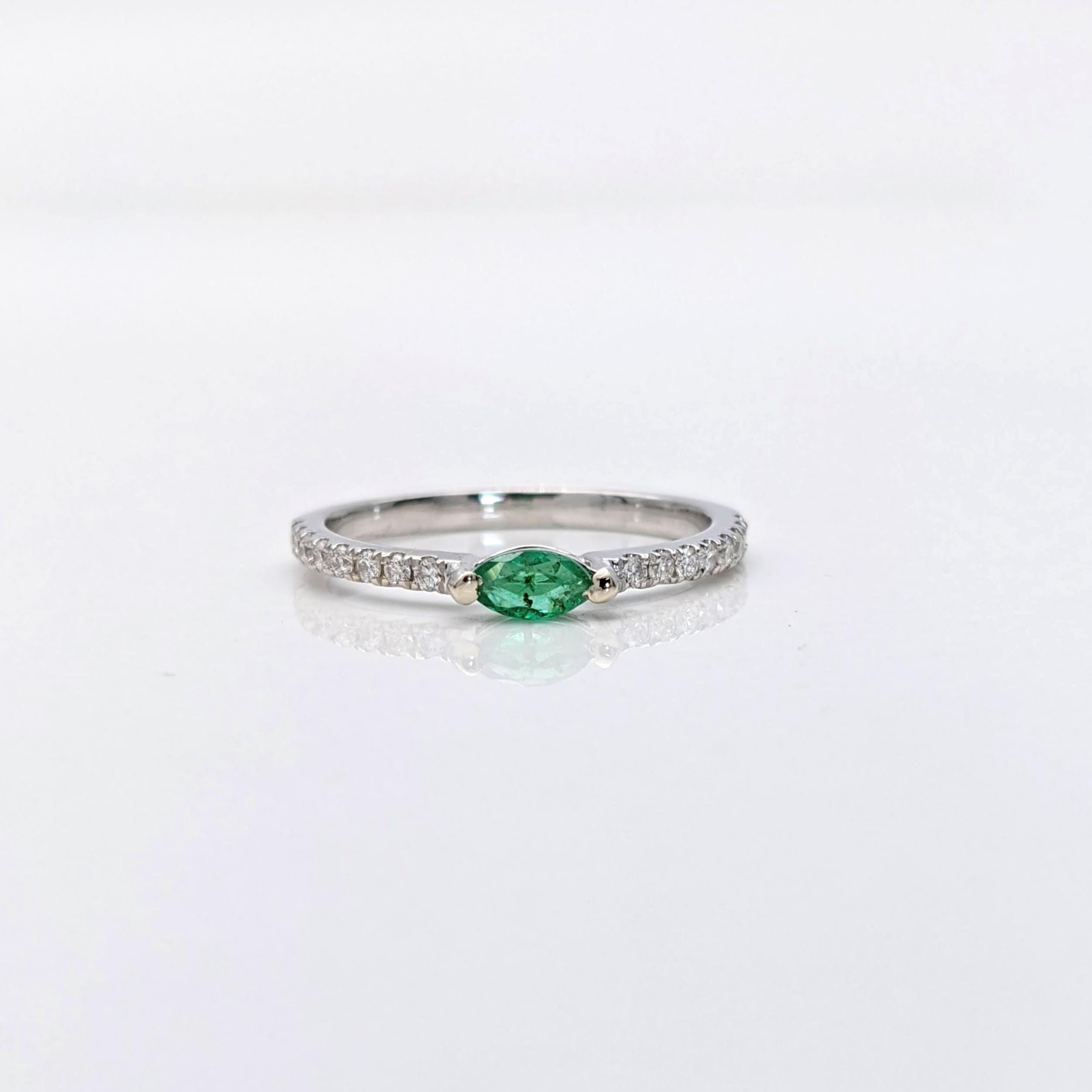 Stackable Rings-Simple East West 14k Solid Gold Marquise Semi Mount | Minimalist | Stackable | 6x3mm 8x4mm | Pave Diamond Band | Delicate Custom Jewelry - NNJGemstones