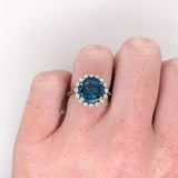 Statement Rings-Floral Inspired Ring Setting w Natural Diamond Halo in 14K Solid Gold | Round 6mm 7mm 8mm 9mm 10mm | Customizable - NNJGemstones