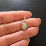 Pendants-Ethiopian Opal Pendant W All Natural Diamond Accents in 14k Solid Gold | Oval Shape | Jelly Opal | October Birthstone | Customizable - NNJGemstones
