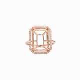 Classic Pave Diamond Halo Ring Setting in 14K Solid Gold | Emerald Cut | Customizable