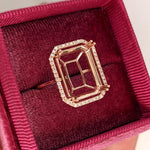 Statement Rings-Classic Pave Diamond Halo Ring Setting in 14K Solid Gold | Emerald Cut 14x10 15x11 16x12 18x13 | Radiant Cut | Statement Ring | Customizable - NNJGemstones