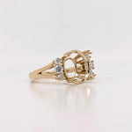 Statement Rings-Statement Trio Diamond Accent Ring Setting in 14K Solid Gold | Oval 10x8 11x9 12x10 | Gemstone Ring | Split Shank | Wide Band | Customizable - NNJGemstones