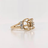 Statement Rings-Statement Trio Diamond Accent Ring Setting in 14K Solid Gold | Oval 10x8 11x9 12x10 | Gemstone Ring | Split Shank | Wide Band | Customizable - NNJGemstones