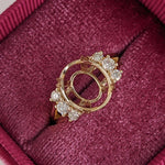 Statement Rings-Statement Trio Diamond Accent Ring Setting in 14K Solid Gold | Oval 10x8 11x9 12x10 | Gemstone Ring | Split Shank | Wide Band | Customizable - NNJGemstones