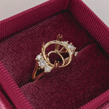 Statement Rings-Statement Trio Diamond Accent Ring Setting in 14K Solid Gold | Oval 10x8 11x9 12x10 | Gemstone Ring | Split Shank | Wide Band | Customizable - NNJGemstones