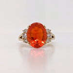 Statement Rings-Statement Trio Diamond Accent Ring Setting in 14K Solid Gold | Oval 10x8 11x9 12x10 | Gemstone Ring | Split Shank | Wide Band | Customizable - NNJGemstones