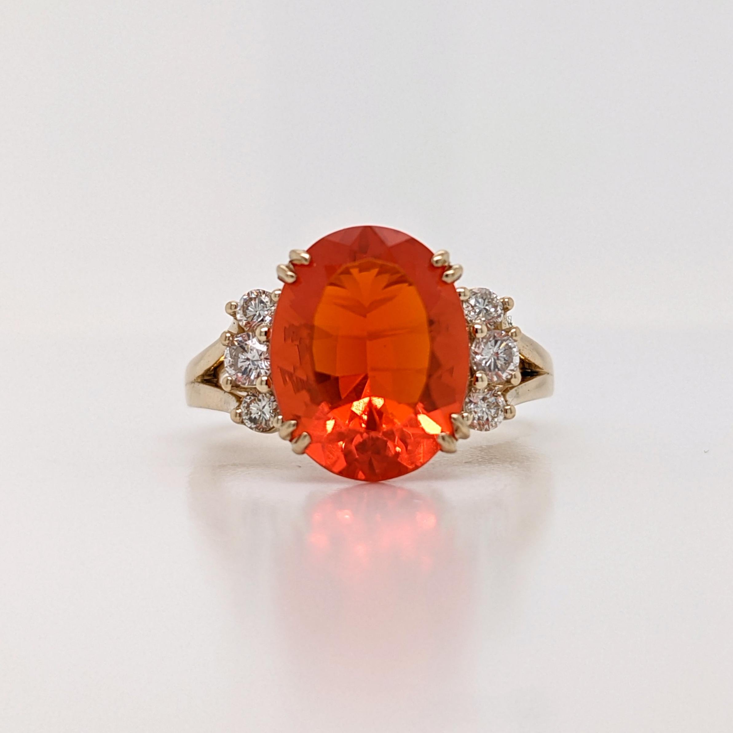 Statement Rings-Statement Trio Diamond Accent Ring Setting in 14K Solid Gold | Oval 10x8 11x9 12x10 | Gemstone Ring | Split Shank | Wide Band | Customizable - NNJGemstones