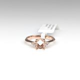 Statement Rings-Elegant Ring Setting W Natural Diamond Triad Accents in 14K Solid Gold | Oval Shape 7x5 8x6 | Daily Wear Jewelry | Customizable - NNJGemstones