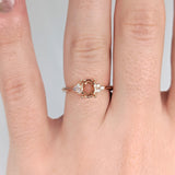 Statement Rings-Elegant Ring Setting W Natural Diamond Triad Accents in 14K Solid Gold | Oval Shape 7x5 8x6 | Daily Wear Jewelry | Customizable - NNJGemstones