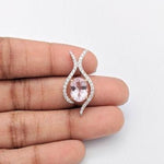 Pendants-Oval Pendant Setting W Asymmetrical Pave Diamond Halo in 14K Solid Gold I 7x5 8x6 9x7 10x8 11x9 12x10 | Gemstone Setting | Customizable - NNJGemstones