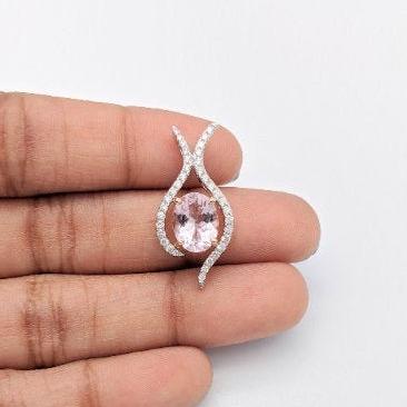 Pendants-Oval Pendant Setting W Asymmetrical Pave Diamond Halo in 14K Solid Gold I 7x5 8x6 9x7 10x8 11x9 12x10 | Gemstone Setting | Customizable - NNJGemstones