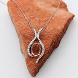 Pendants-Oval Pendant Setting W Asymmetrical Pave Diamond Halo in 14K Solid Gold I 7x5 8x6 9x7 10x8 11x9 12x10 | Gemstone Setting | Customizable - NNJGemstones
