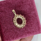Pendants-Pretty Pendant Setting W Natural Diamond Halo in 14K Solid Gold | Oval Shape 9x7 10x8 11x9 12x10 | Gemstone Setting | Customizable - NNJGemstones