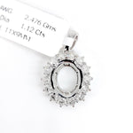 Pendants-Pretty Pendant Setting W Natural Diamond Halo in 14K Solid Gold | Oval Shape 9x7 10x8 11x9 12x10 | Gemstone Setting | Customizable - NNJGemstones