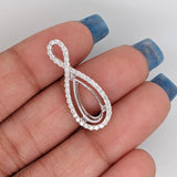 Pendants-Classic Pendant Setting with Natural Diamond Halo in 14K Solid Gold | Pear Shape 12.5x5mm | Gemstone Setting | Customizable - NNJGemstones