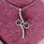 Pendants-Toi et Moi Diamond Pave Pendant Setting in 14K Solid Gold | Round Shape 4mm 4.5mm 5mm | Gemstone Setting | 2 stone Semi Mount | Customizable - NNJGemstones