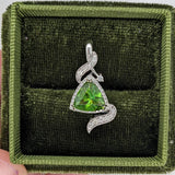 Pendants-Twisting Asymmetrical Pendant Setting W Natural Diamond Accents & Milgrain Details in 14K Solid Gold | Trillion 8mm 9mm 12mm | Customizable - NNJGemstones