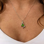 Pendants-Twisting Asymmetrical Pendant Setting W Natural Diamond Accents & Milgrain Details in 14K Solid Gold | Trillion 8mm 9mm 12mm | Customizable - NNJGemstones