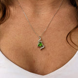 Pendants-Twisting Asymmetrical Pendant Setting W Natural Diamond Accents & Milgrain Details in 14K Solid Gold | Trillion 8mm 9mm 12mm | Customizable - NNJGemstones