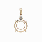Pendants-Statement Pendant Setting W Natural Diamond Accent in 14K Solid Gold | Round Shape 15mm 15.5mm 16mm | Large Gemstone Setting | Customizable - NNJGemstones
