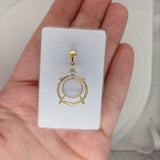 Pendants-Statement Pendant Setting W Natural Diamond Accent in 14K Solid Gold | Round Shape 15mm 15.5mm 16mm | Large Gemstone Setting | Customizable - NNJGemstones