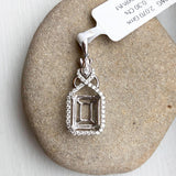 Pendants-Charming Art Deco Pendant Setting W Natural Diamond Accents in 14K Solid Gold | Emerald Cut 9x7 10x8 11x9 14x12 | Customizable - NNJGemstones