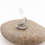 Pendants-Charming Art Deco Pendant Setting W Natural Diamond Accents in 14K Solid Gold | Emerald Cut 9x7 10x8 11x9 14x12 | Customizable - NNJGemstones