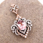 Pendants-Edwardian Filigree Pendant Setting W Diamond Accents in 14K Solid Gold | Oval 7x5 7.5x5.5 8x6 | Ornate Vintage Pendant Design | Customizable - NNJGemstones