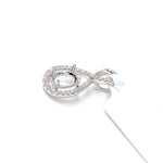 Pendants-Infinity Loop Design Pendant Setting W Natural Diamond Accents in 14K Solid Gold | Oval 7x5 8x6 9x7 12x10 | Gemstone Setting | Customizable - NNJGemstones