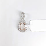 Pendants-Infinity Loop Design Pendant Setting W Natural Diamond Accents in 14K Solid Gold | Oval 7x5 8x6 9x7 12x10 | Gemstone Setting | Customizable - NNJGemstones