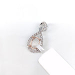 Pendants-Infinity Loop Design Pendant Setting W Natural Diamond Accents in 14K Solid Gold | Oval 7x5 8x6 9x7 12x10 | Gemstone Setting | Customizable - NNJGemstones