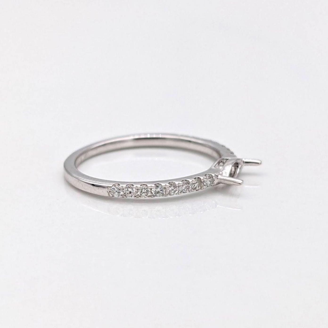 Stackable Rings-Simple East West 14k Solid Gold Marquise Semi Mount | Minimalist | Stackable | 6x3mm 8x4mm | Pave Diamond Band | Delicate Custom Jewelry - NNJGemstones