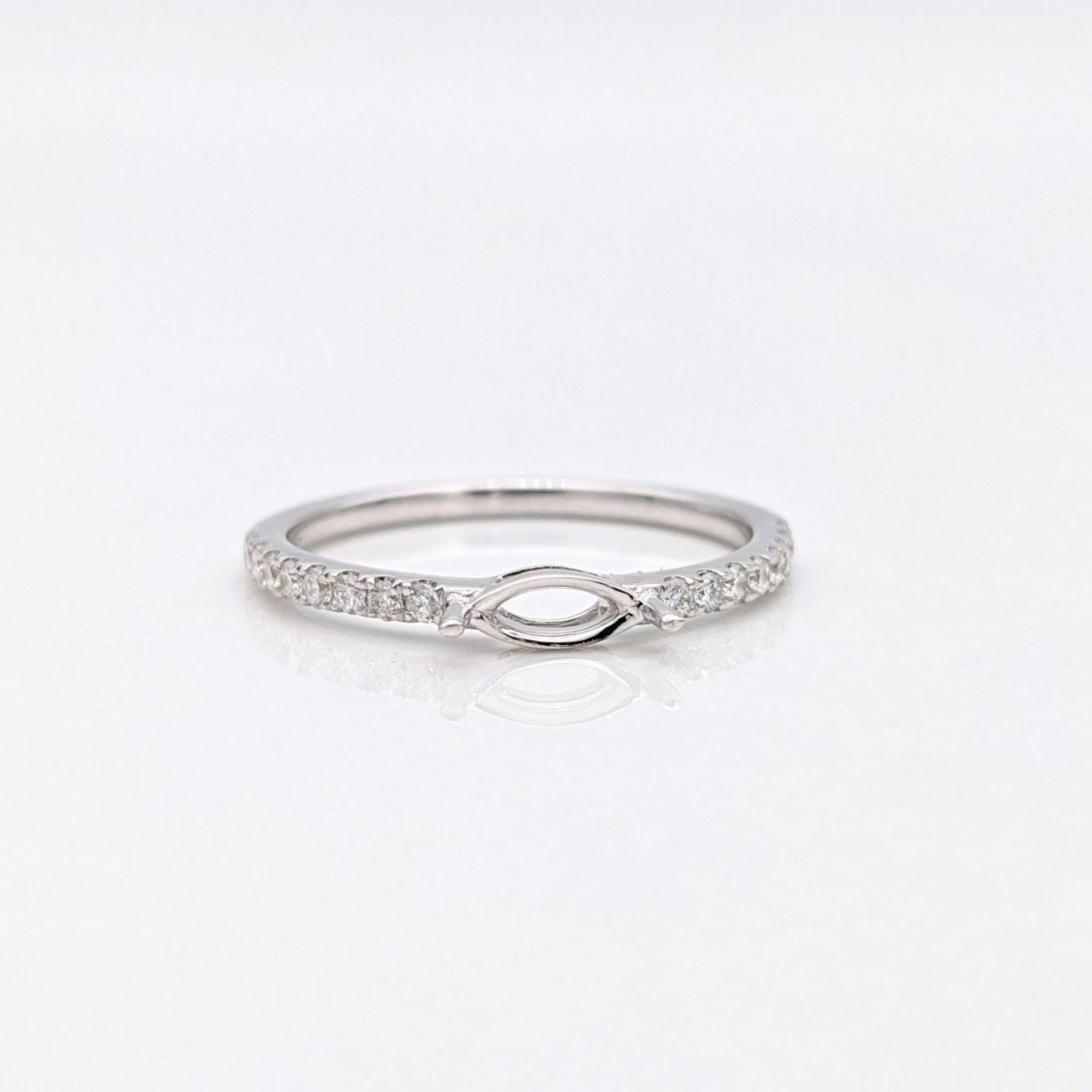 Stackable Rings-Simple East West 14k Solid Gold Marquise Semi Mount | Minimalist | Stackable | 6x3mm 8x4mm | Pave Diamond Band | Delicate Custom Jewelry - NNJGemstones