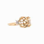 Statement Rings-Dainty Round Ring Setting w Natural Baguette Diamonds in 14K Solid Gold | Brilliant 6.5mm 7mm 8mm 9mm 10mm 12mm 14mm | Customizable - NNJGemstones