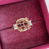 Statement Rings-Dainty Round Ring Setting w Natural Baguette Diamonds in 14K Solid Gold | Brilliant 6.5mm 7mm 8mm 9mm 10mm 12mm 14mm | Customizable - NNJGemstones