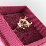 Statement Rings-Dainty Round Ring Setting w Natural Baguette Diamonds in 14K Solid Gold | Brilliant 6.5mm 7mm 8mm 9mm 10mm 12mm 14mm | Customizable - NNJGemstones