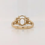 Statement Rings-Statement Trio Diamond Accent Ring Setting in 14K Solid Gold | Oval 10x8 11x9 12x10 | Gemstone Ring | Split Shank | Wide Band | Customizable - NNJGemstones