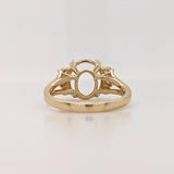 Statement Rings-Statement Trio Diamond Accent Ring Setting in 14K Solid Gold | Oval 10x8 11x9 12x10 | Gemstone Ring | Split Shank | Wide Band | Customizable - NNJGemstones