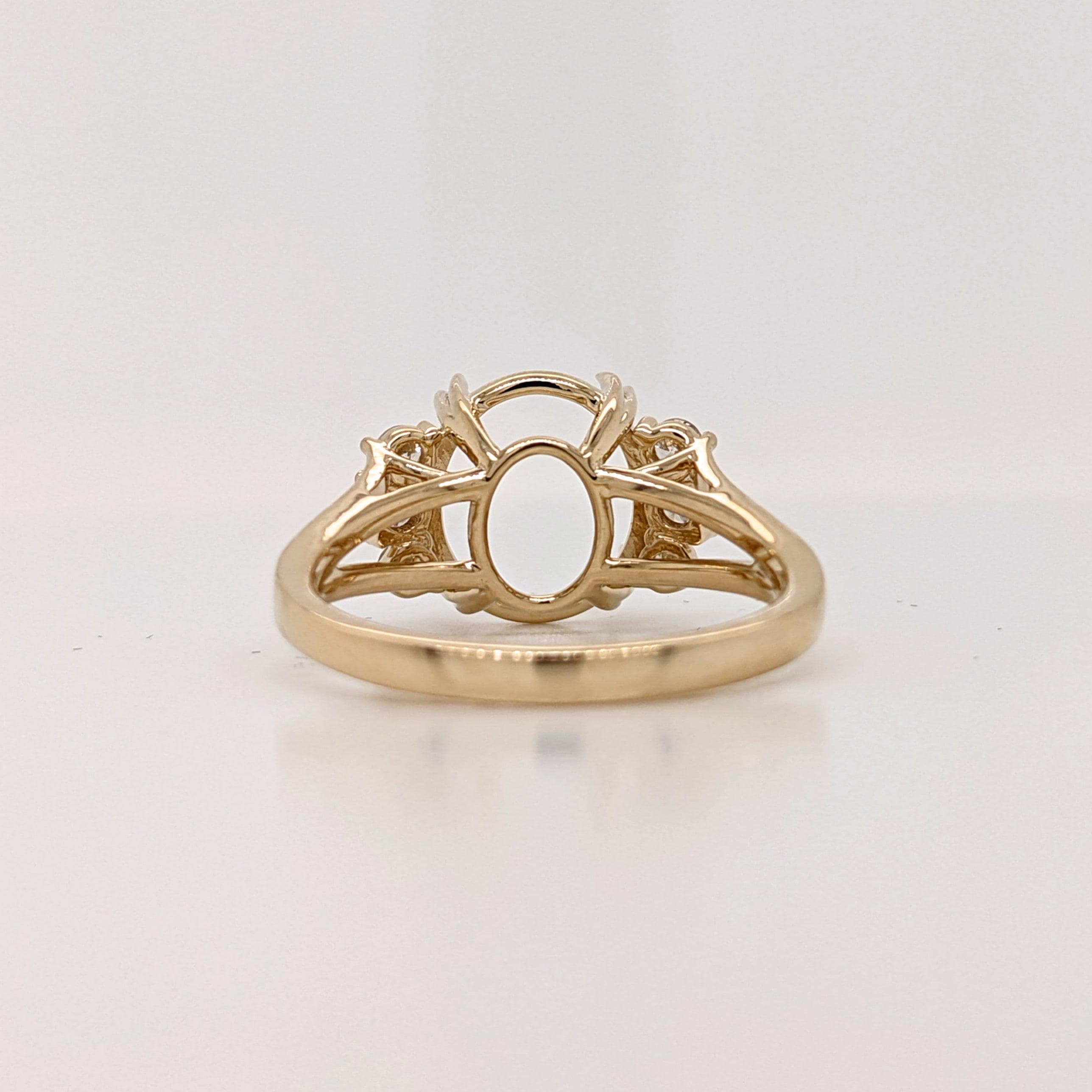 Statement Rings-Statement Trio Diamond Accent Ring Setting in 14K Solid Gold | Oval 10x8 11x9 12x10 | Gemstone Ring | Split Shank | Wide Band | Customizable - NNJGemstones