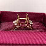 Statement Rings-Statement Trio Diamond Accent Ring Setting in 14K Solid Gold | Oval 10x8 11x9 12x10 | Gemstone Ring | Split Shank | Wide Band | Customizable - NNJGemstones